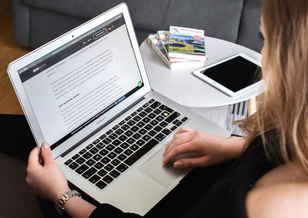 Woman Reading A Blog